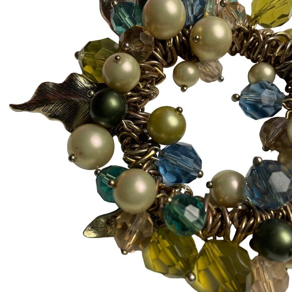 Beaded Bracelete Faux Pearl Gold Tone Leaves Retro Fashion u Jewelry Accessory S - Picture 6 of 9